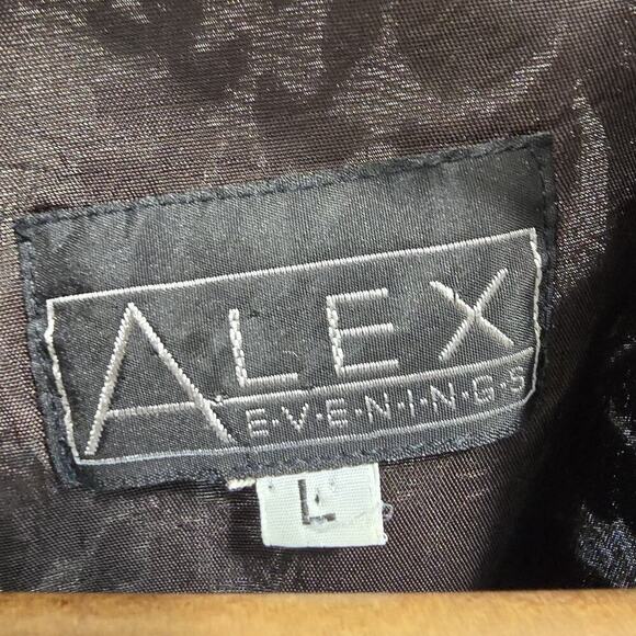 Alex Evenings Jacket Womens Large Black Velvet Wrap Floral Lightweight Topper - Picture 3 of 10